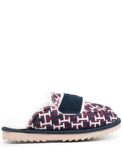 Shop Tommy Hilfiger Logo-plaque Mule Slippers In Rot