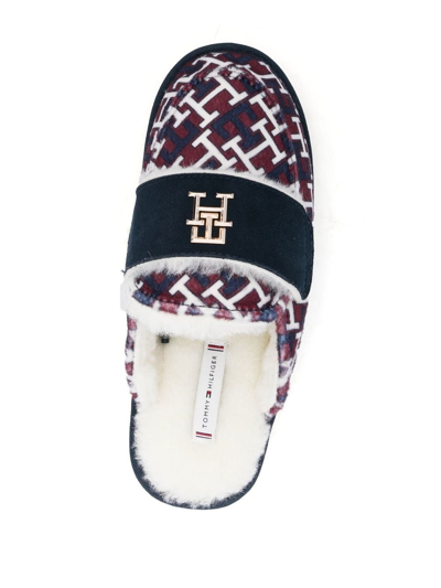 Shop Tommy Hilfiger Logo-plaque Mule Slippers In Rot