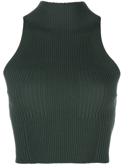 Shop Aeron Lulu Ribbed-knit Top In Green