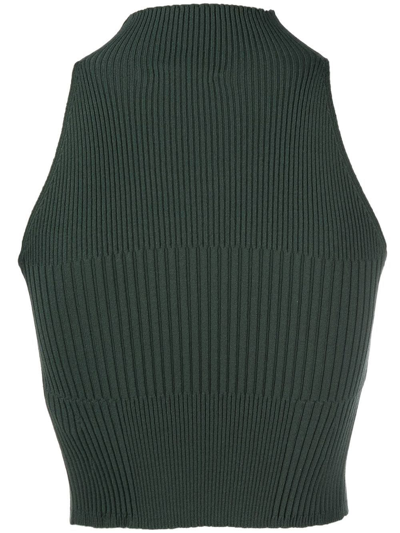 Shop Aeron Lulu Ribbed-knit Top In Green