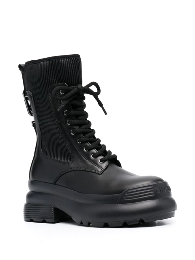 Liu •jo Amy Chunky Lace-up Boots In Schwarz