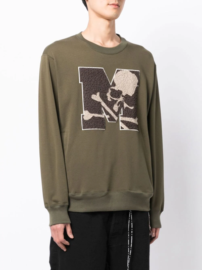 Shop Mastermind Japan Skull-print Crew-neck Sweatshirt In Grün