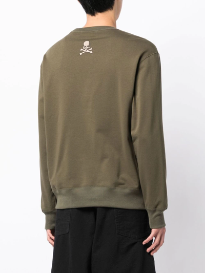 Shop Mastermind Japan Skull-print Crew-neck Sweatshirt In Grün