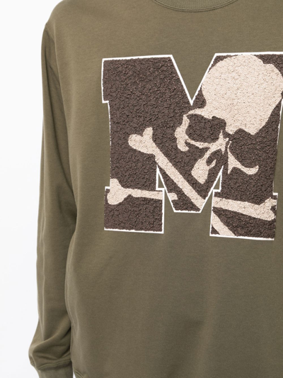 Shop Mastermind Japan Skull-print Crew-neck Sweatshirt In Grün