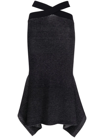 Shop 3.1 Phillip Lim / フィリップ リム Ribbed-knit Asymmetric Skirt In Schwarz