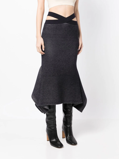 Shop 3.1 Phillip Lim / フィリップ リム Ribbed-knit Asymmetric Skirt In Schwarz