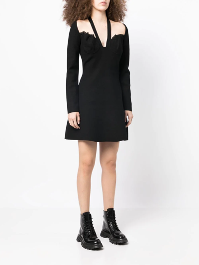 3.1 Phillip Lim Pointelle-trimmed Halter Mini Dress In Schwarz