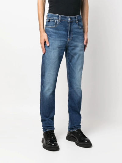 Shop Calvin Klein Jeans Est.1978 Stonewashed Straight-leg Jeans In Blue
