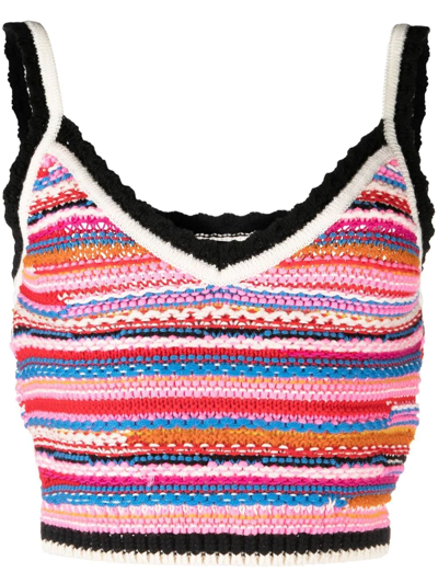 Shop Dsquared2 Striped Crochet-knit Vest In Rosa