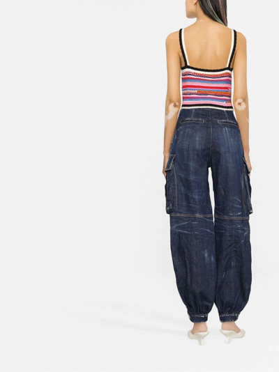 Dsquared2 Cropped Sleeveless Knit Vest With Stripes In Rosa