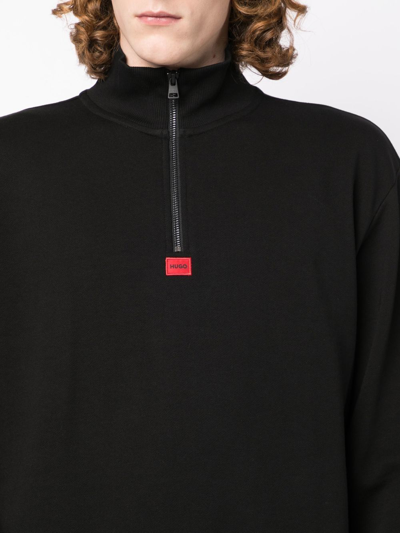 Shop Hugo Durtv Quarter-zip Sweatshirt In Black