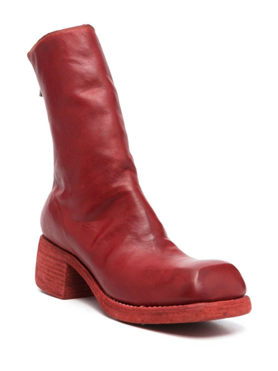 Guidi Zip Back Mid Boots In Red