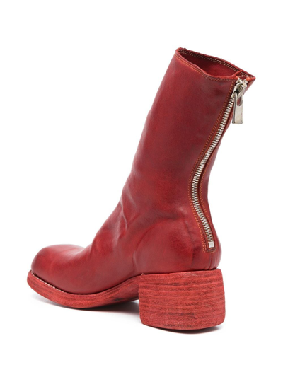 Guidi Zip Back Mid Boots In Red