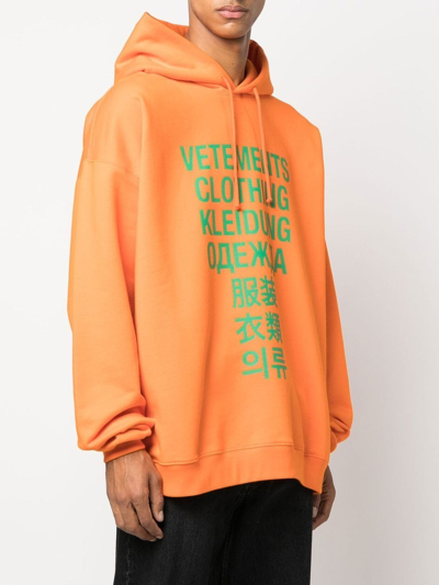 Shop Vetements Translation Logo-print Hoodie In Orange
