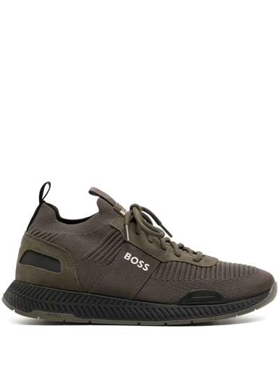 Hugo Boss Lace-up Logo-print Sneakers In Green | ModeSens