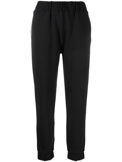 Shop Fabiana Filippi Elasticated-waistband Track Pants In Schwarz