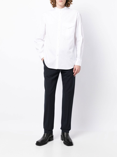 Shop Jil Sander Stand-collar Cotton Shirt In Weiss