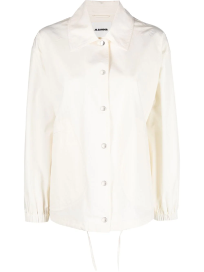 Jil Sander Logo-print Shirt Jacket In Weiss