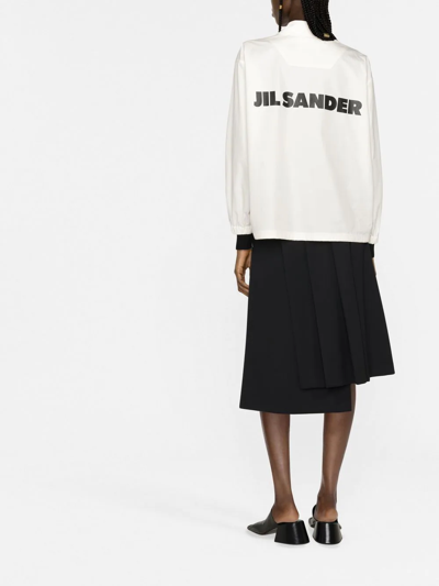 Jil Sander Logo-print Shirt Jacket In Weiss