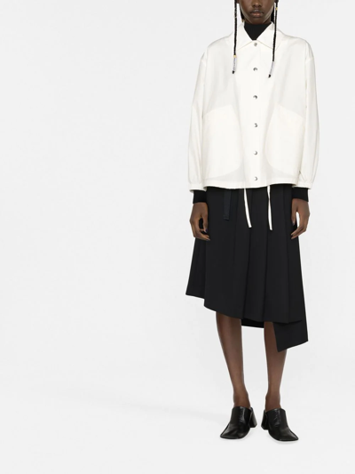 Jil Sander Logo-print Shirt Jacket In Weiss