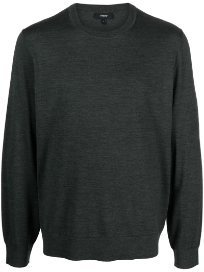 Shop Theory Crew-neck Pullover Sweatshirt In Grün