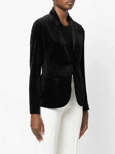 Majestic Single-breasted Velvet Blazer In Schwarz