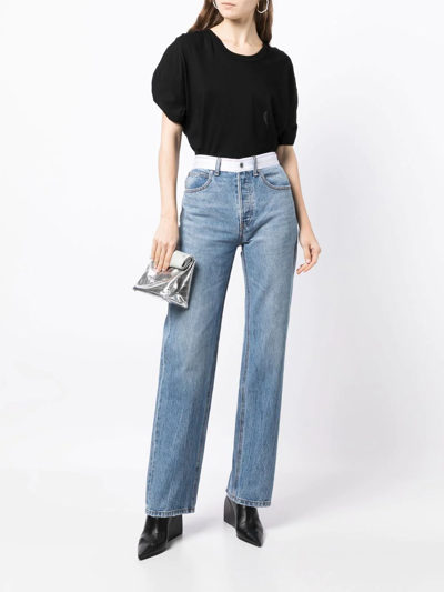 Alexander Wang Gathered-sleeve Detail T-shirt In Schwarz