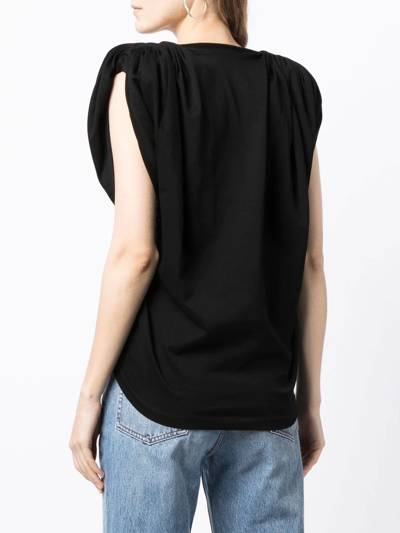 Alexander Wang Gathered-sleeve Detail T-shirt In Schwarz