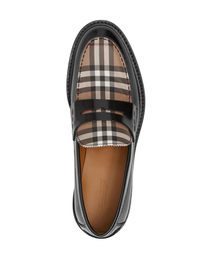 Shop Burberry Vintage Check Penny Loafers In Black