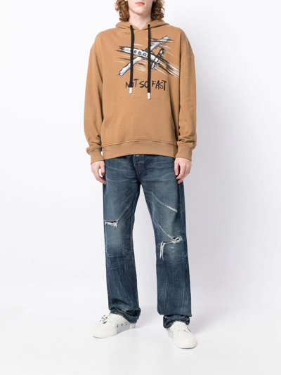 Haculla Not So Fast Print Hoodie In Braun