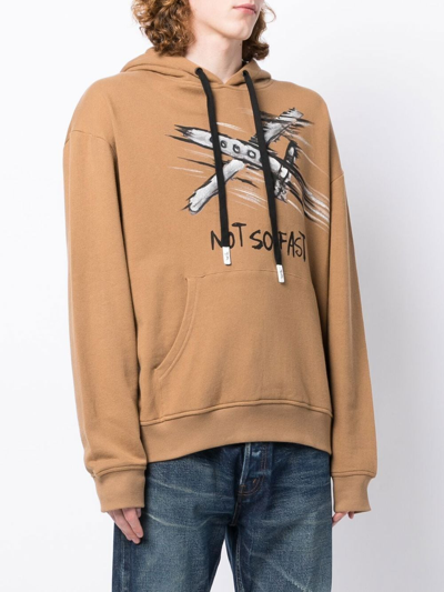 Haculla Not So Fast Print Hoodie In Braun