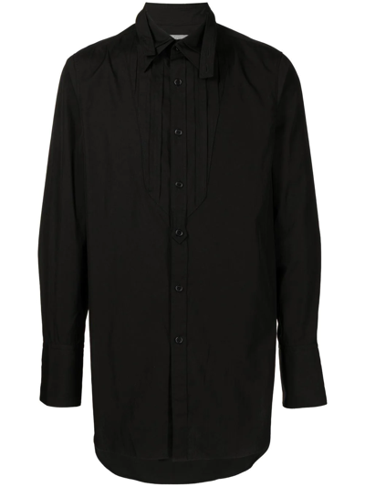 Shop Yohji Yamamoto Bowtie-collar Oversized Shirt In Schwarz