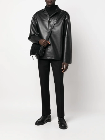 Fendi Logo-plaque Tailored Trousers In Schwarz