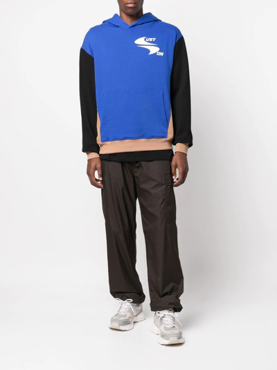 Shop Just Don Colour-block Pullover Hoodie In Blau