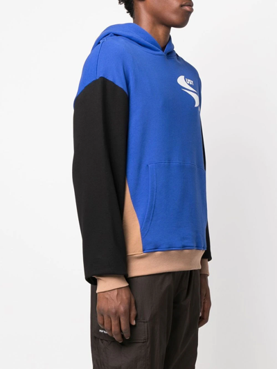 Shop Just Don Colour-block Pullover Hoodie In Blau