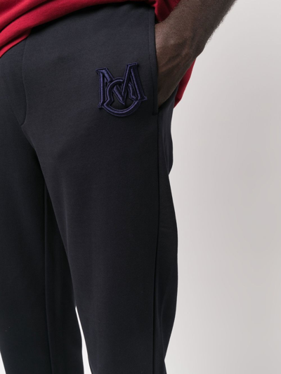 Moncler Embroidered-logo Track Pants In Blau