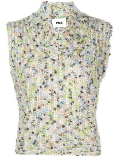 Shop Rus Speckle-knit Chunky Vest Top In Nude