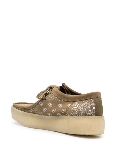 Shop Clarks Originals Bandana-print Suede Derby Shoes In Grün