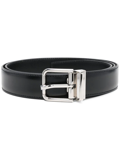 Shop Dolce & Gabbana Square-buckle Leather Belt In Schwarz