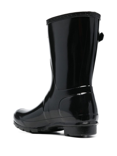 Hunter Logo-patch Detail Boots In Schwarz