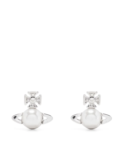 Shop Vivienne Westwood Balbina Stud Earrings In Silber
