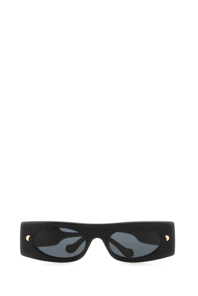 Shop Nanushka Rectangular Frame Sunglasses In Black