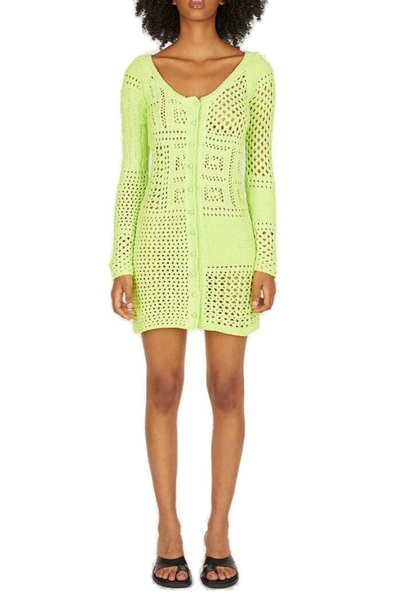 Shop Eytys Scoop Neck Chunky Knit Mini Dress In Green