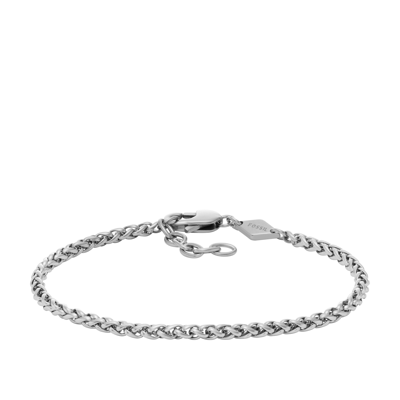 Shop Fossil Men's Stainless Steel Chain Bracelet In Silver
