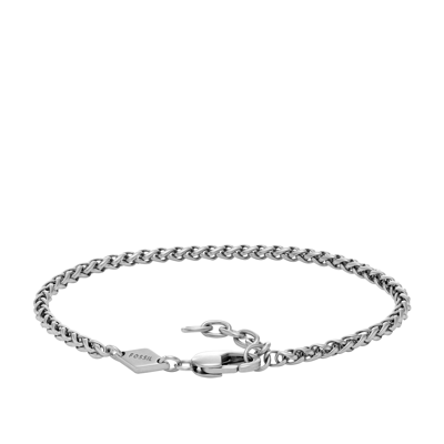 Shop Fossil Men's Stainless Steel Chain Bracelet In Silver