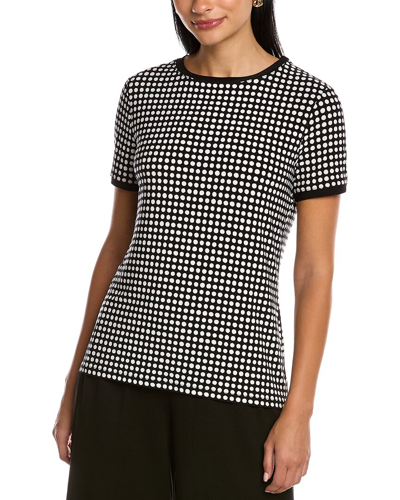 Shop Anne Klein Pearly Dot Ity Top In Black