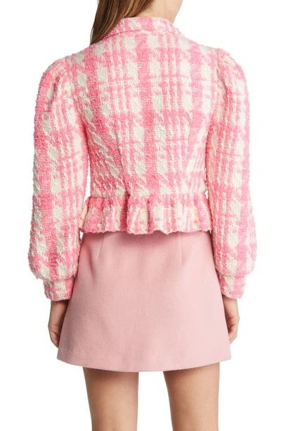 Shop Loveshackfancy Braelynn Tweed Crop Jacket In Majestic Pink