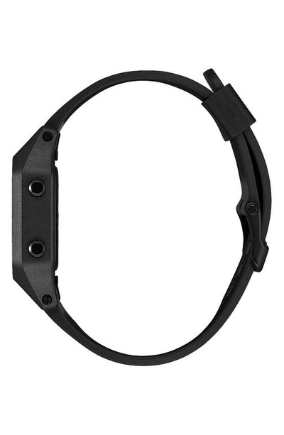 Shop Nixon Staple Digital Rubber Strap Watch In Black / Aqua Positive