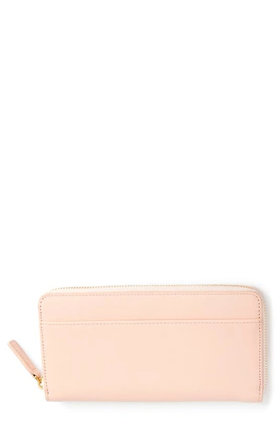 Shop Royce New York Personalized Continental Rfid Leather Zip Wallet In Light Pink - Gold Foil