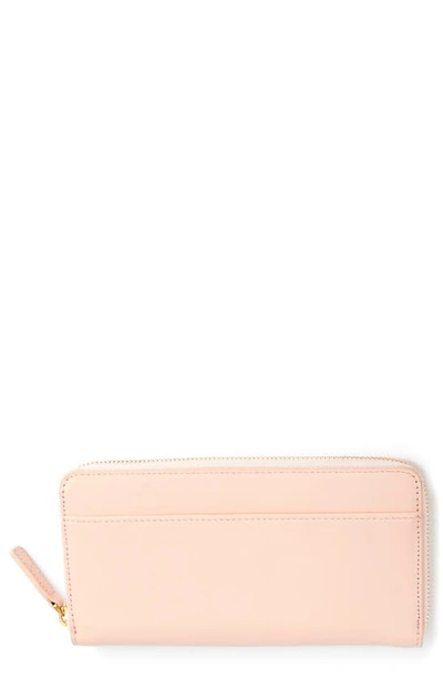 Shop Royce New York Personalized Continental Rfid Leather Zip Wallet In Light Pink - Silver Foil